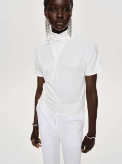 Clothing-Source Unknown Daye Cross Neck T-Shirt, White