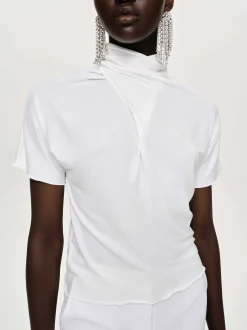 Clothing-Source Unknown Daye Cross Neck T-Shirt, White