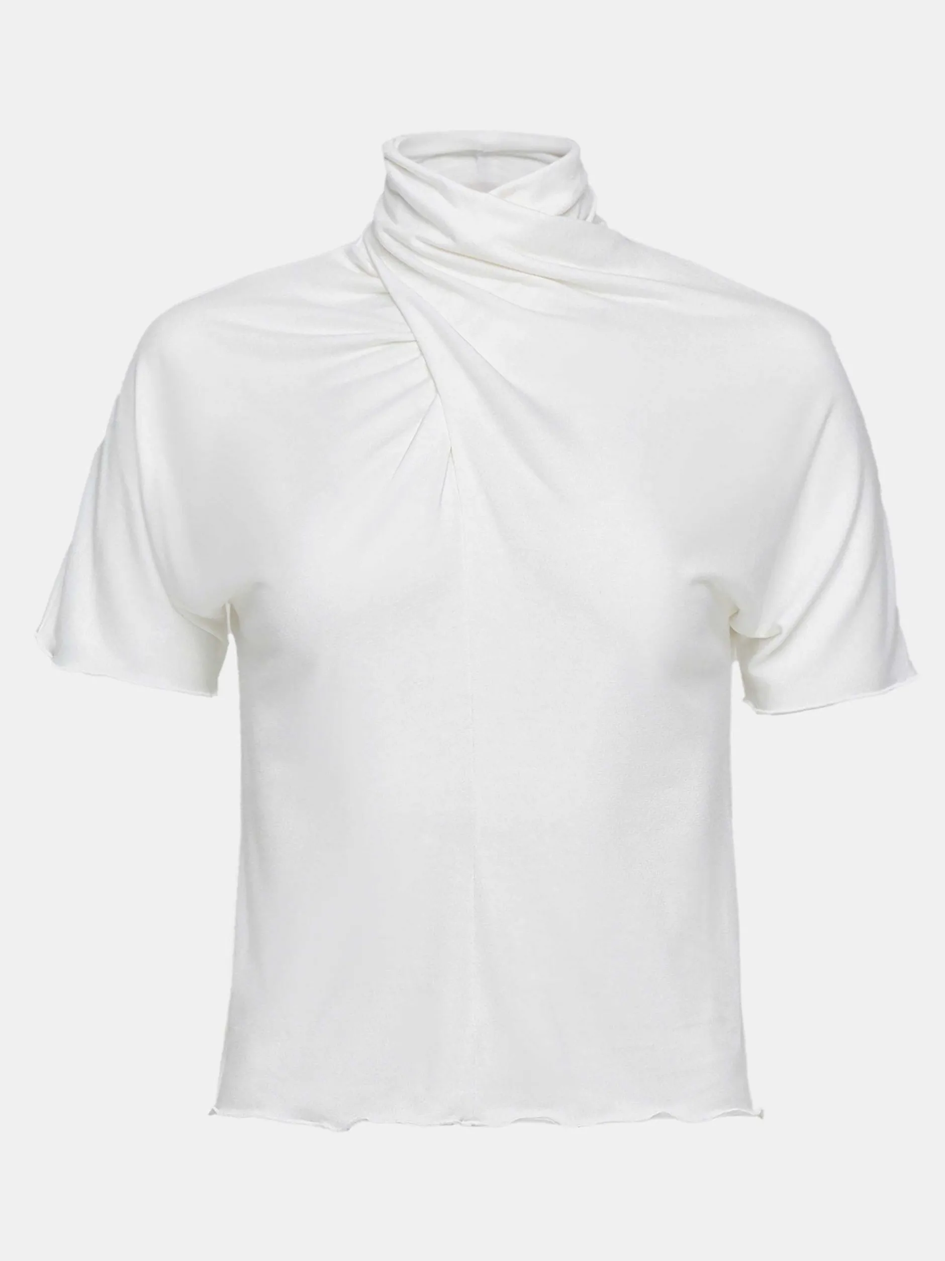 Tops-Source Unknown Daye Cross Neck T-Shirt, White