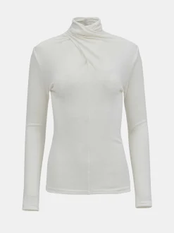 Tops-Source Unknown Daye Cross Neck Wool T-Shirt, White