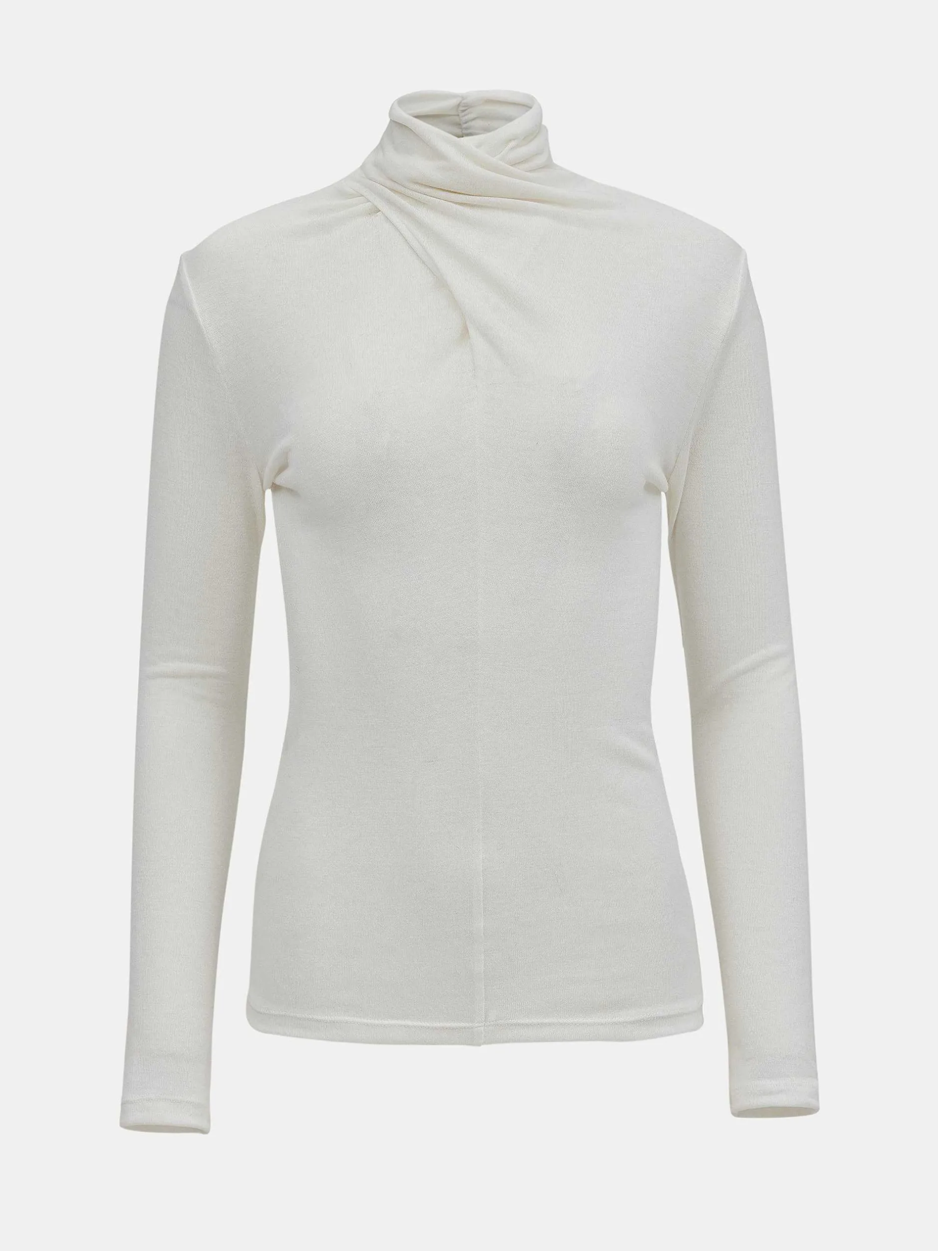 Tops-Source Unknown Daye Cross Neck Wool T-Shirt, White