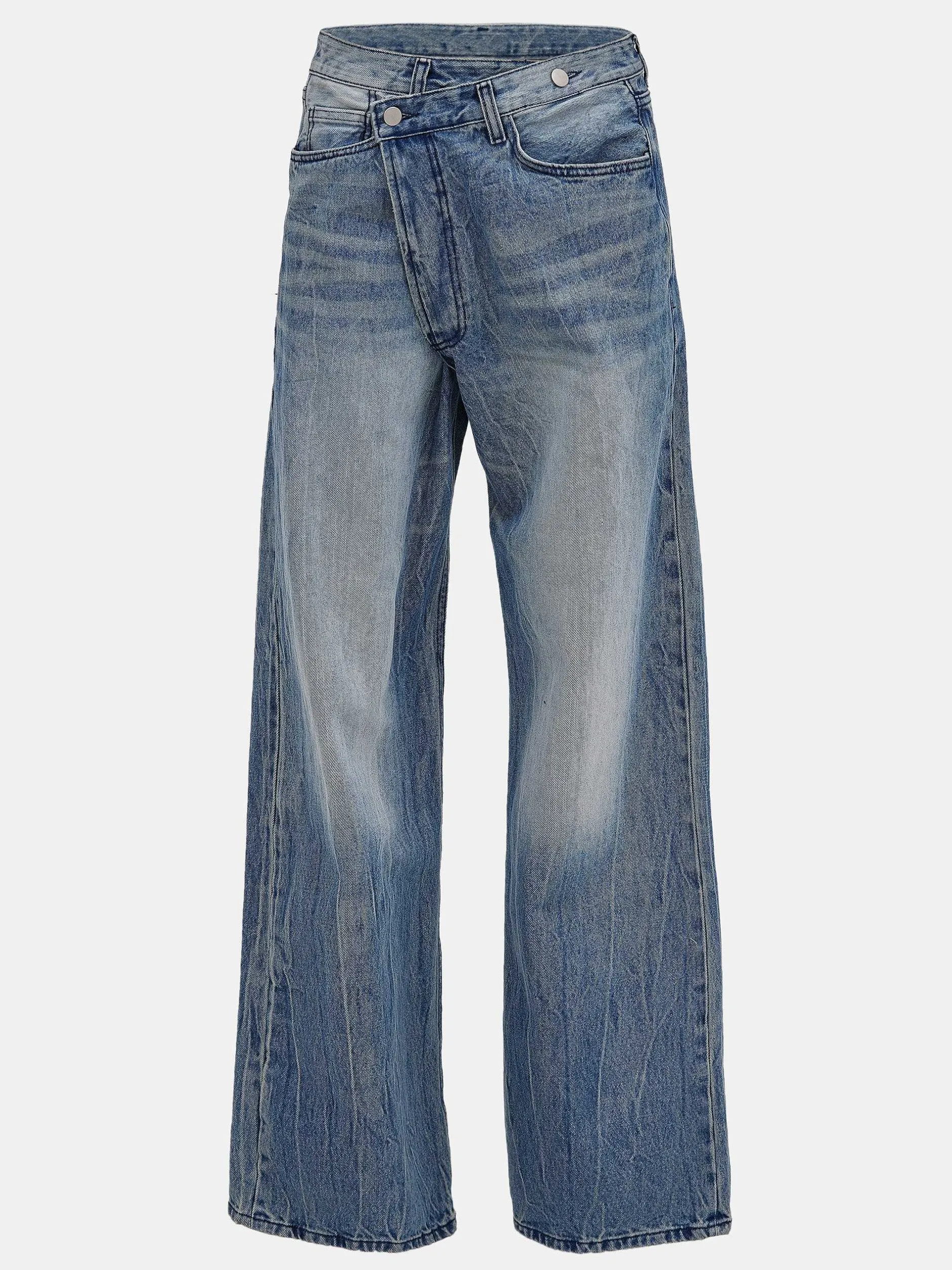 Denim-Source Unknown Deconstructed Crossover Jeans, Medium Blue