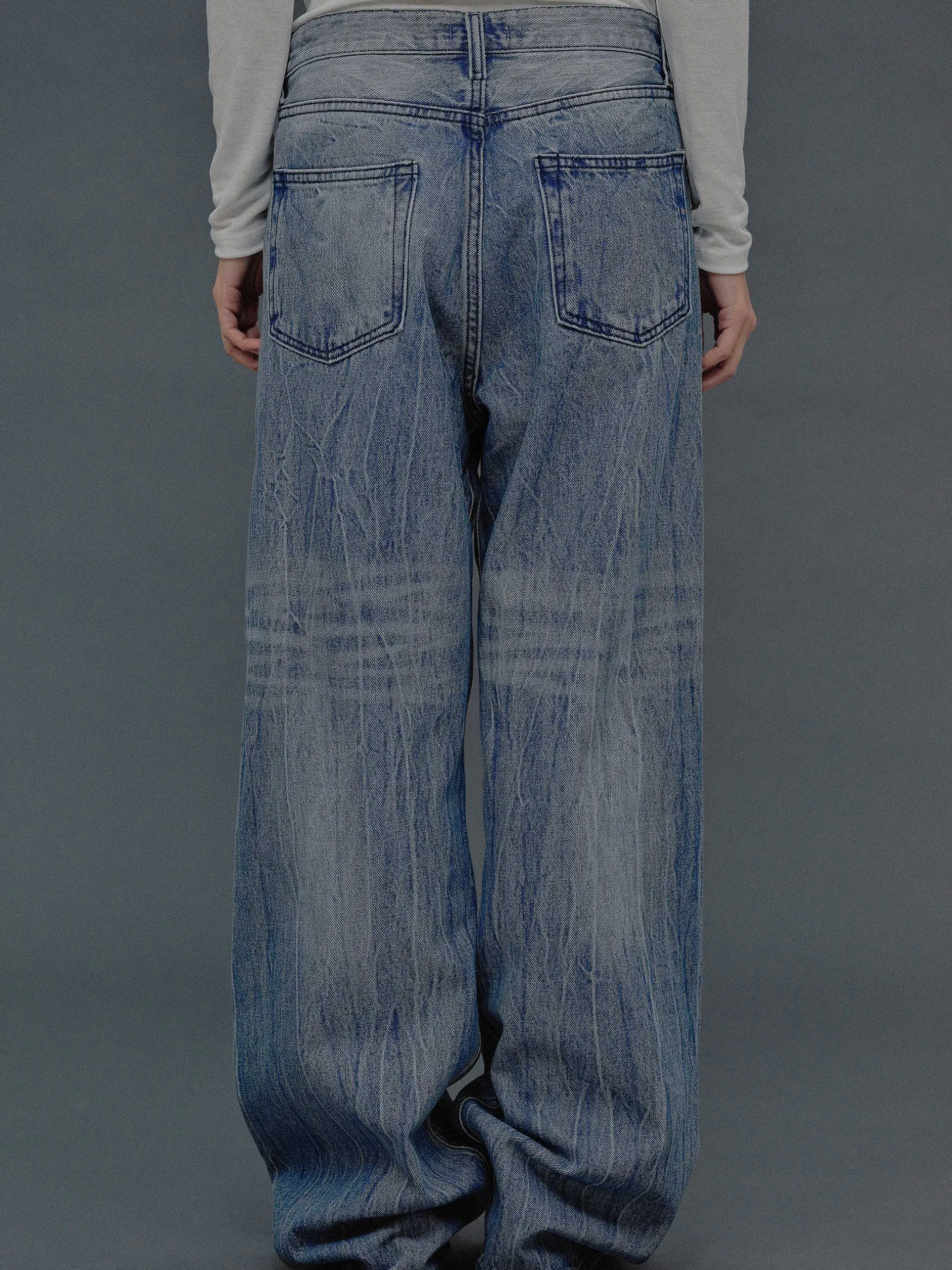 Denim-Source Unknown Deconstructed Crossover Jeans, Medium Blue