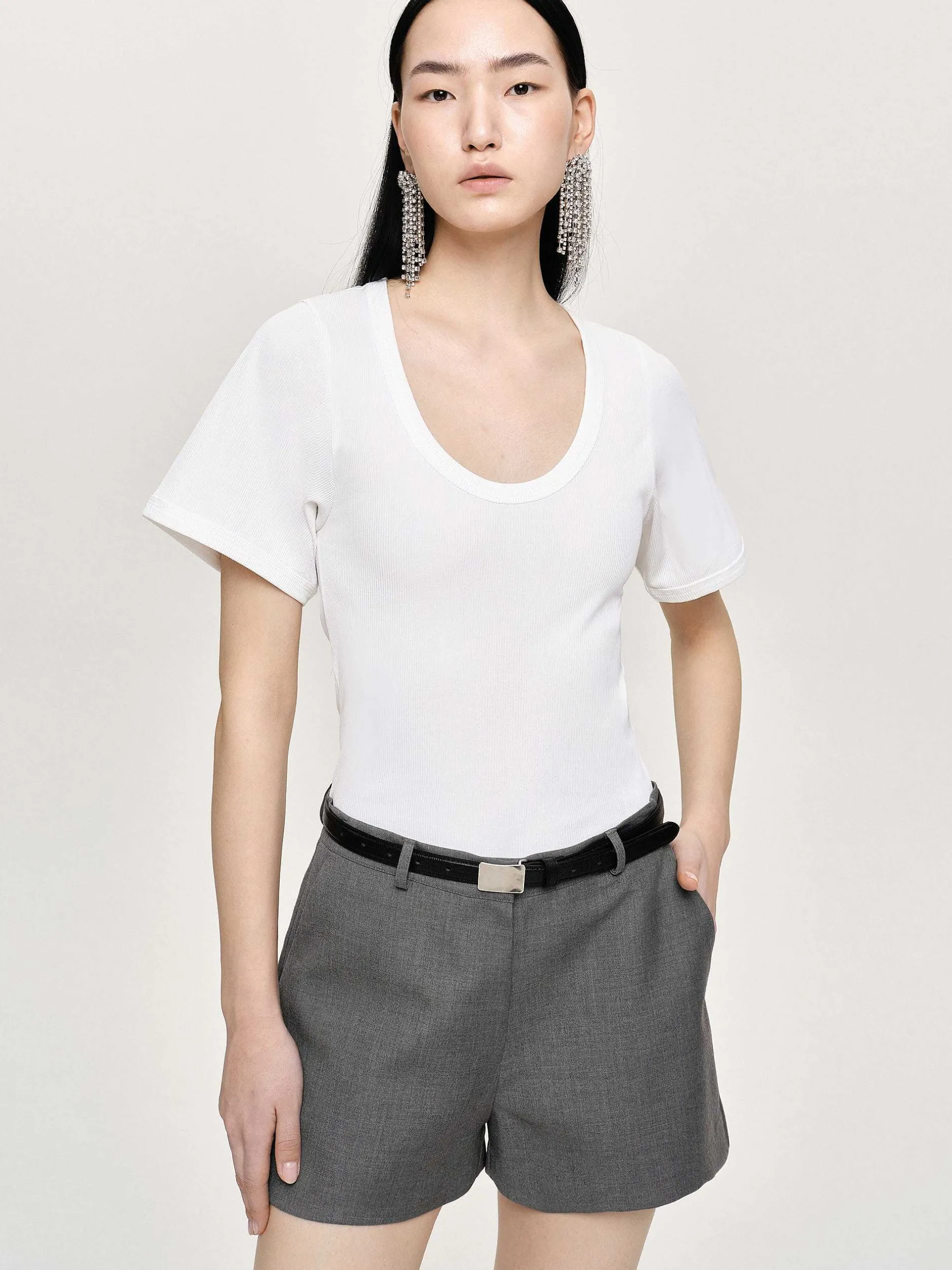 Accessories-Source Unknown Deep U T-Shirt, White