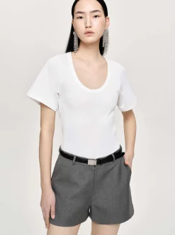 Accessories-Source Unknown Deep U T-Shirt, White