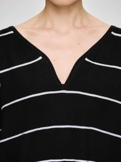 Clothing-Source Unknown Deep V-Neck Sweater, Black