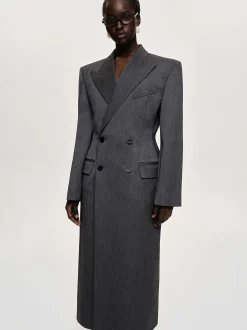 Clothing-Source Unknown Delphina Long Hourglass Coat, Charcoal