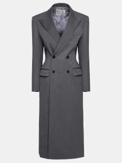 Clothing-Source Unknown Delphina Long Hourglass Coat, Charcoal