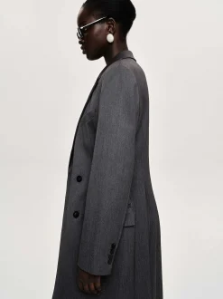 Outerwear-Source Unknown Delphina Long Hourglass Coat, Charcoal