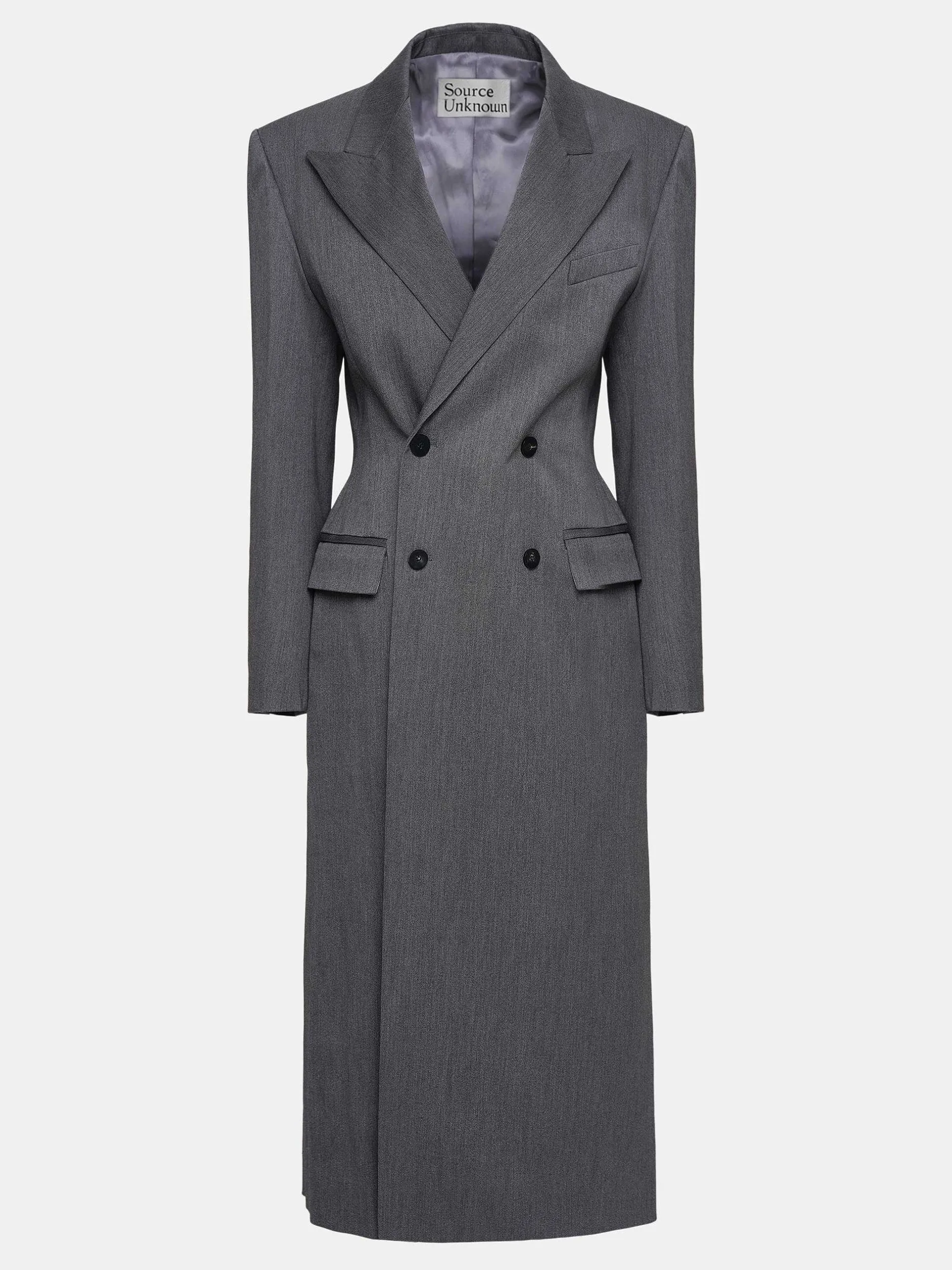 Outerwear-Source Unknown Delphina Long Hourglass Coat, Charcoal