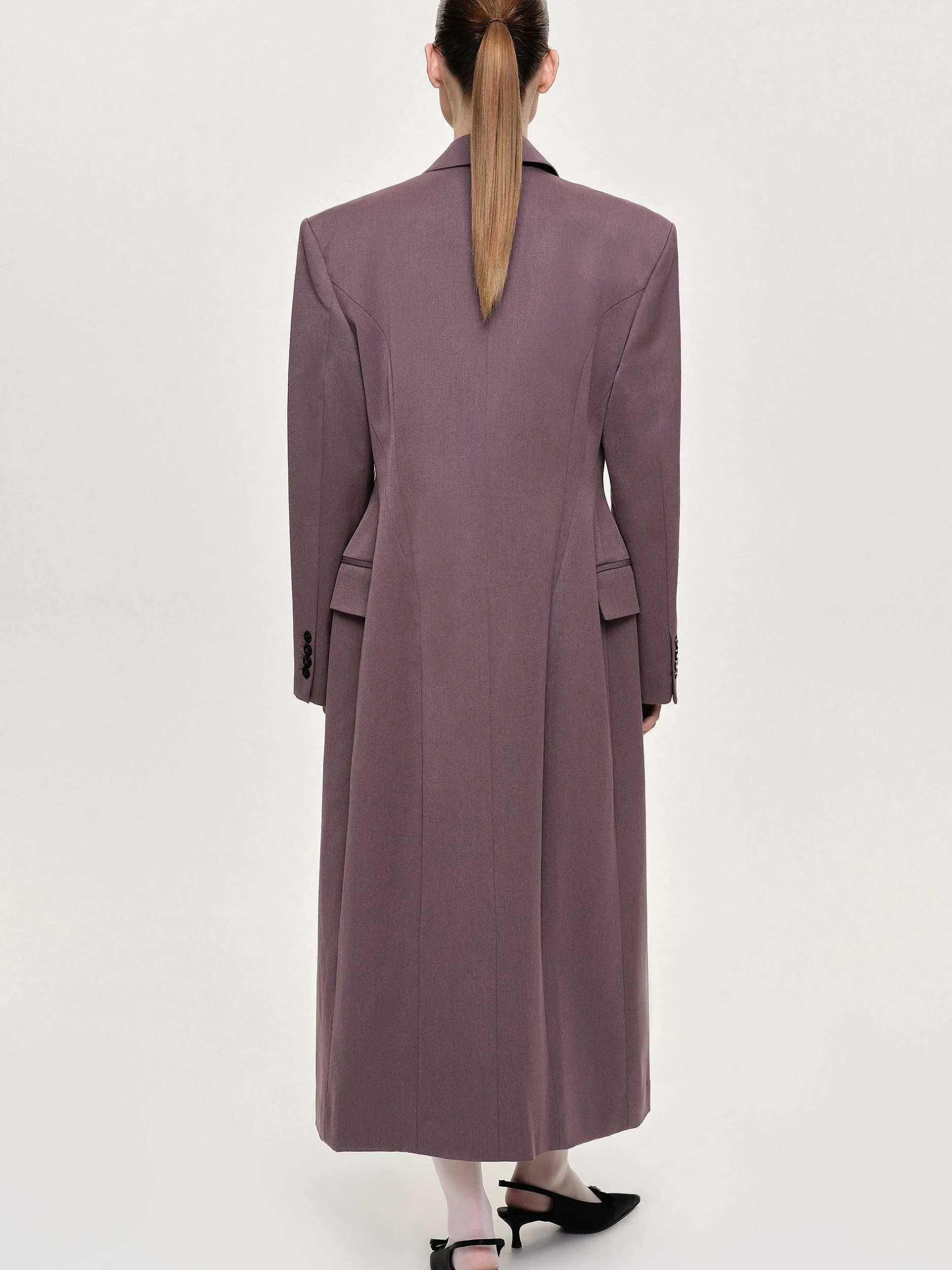 Clothing-Source Unknown Delphina Long Hourglass Coat, Mauve Grey
