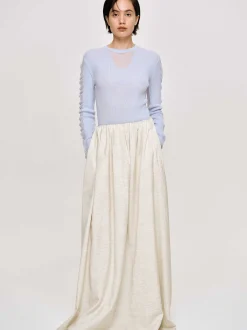 Clothing-Source Unknown Dhanila Floor-Length Linen Skirt, Natural