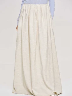 Clothing-Source Unknown Dhanila Floor-Length Linen Skirt, Natural