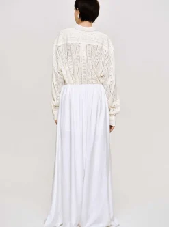 Bottoms-Source Unknown Dhanila Floor-Length Linen Skirt, Optic White