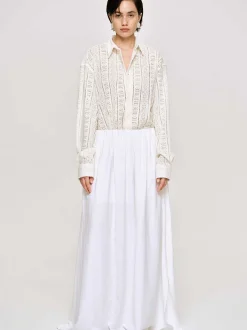 Bottoms-Source Unknown Dhanila Floor-Length Linen Skirt, Optic White