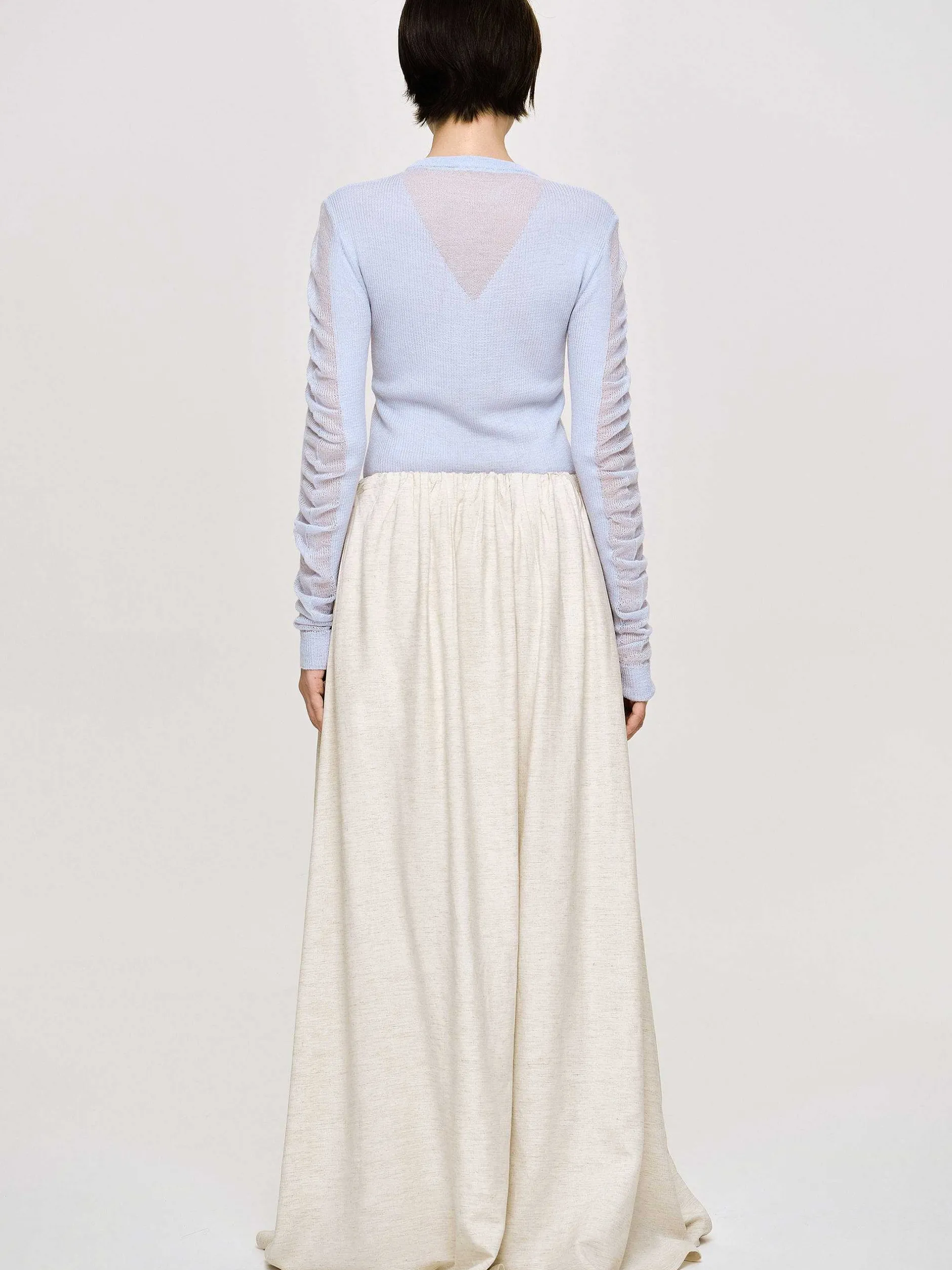Bottoms-Source Unknown Dhanila Floor-Length Linen Skirt, Natural