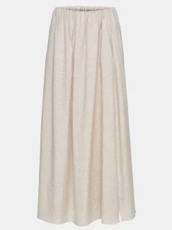Bottoms-Source Unknown Dhanila Floor-Length Linen Skirt, Natural