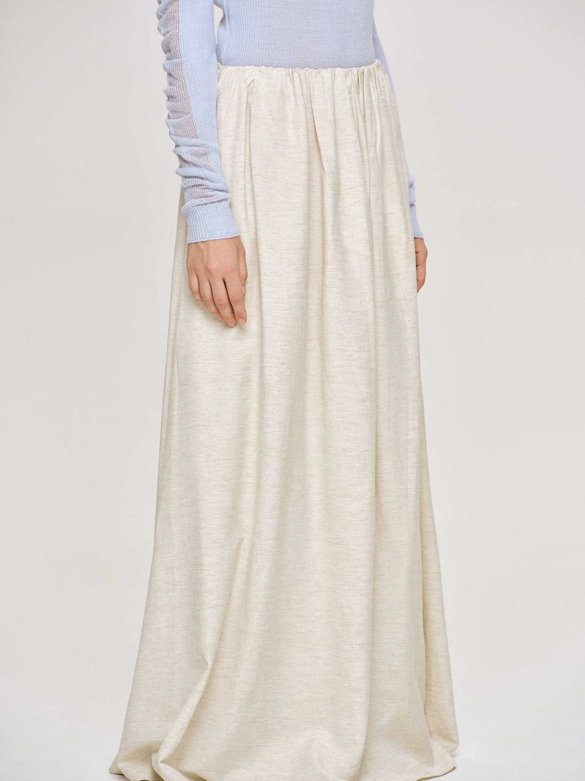 Bottoms-Source Unknown Dhanila Floor-Length Linen Skirt, Natural