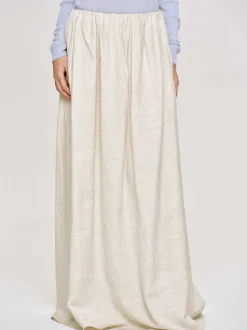 Bottoms-Source Unknown Dhanila Floor-Length Linen Skirt, Natural