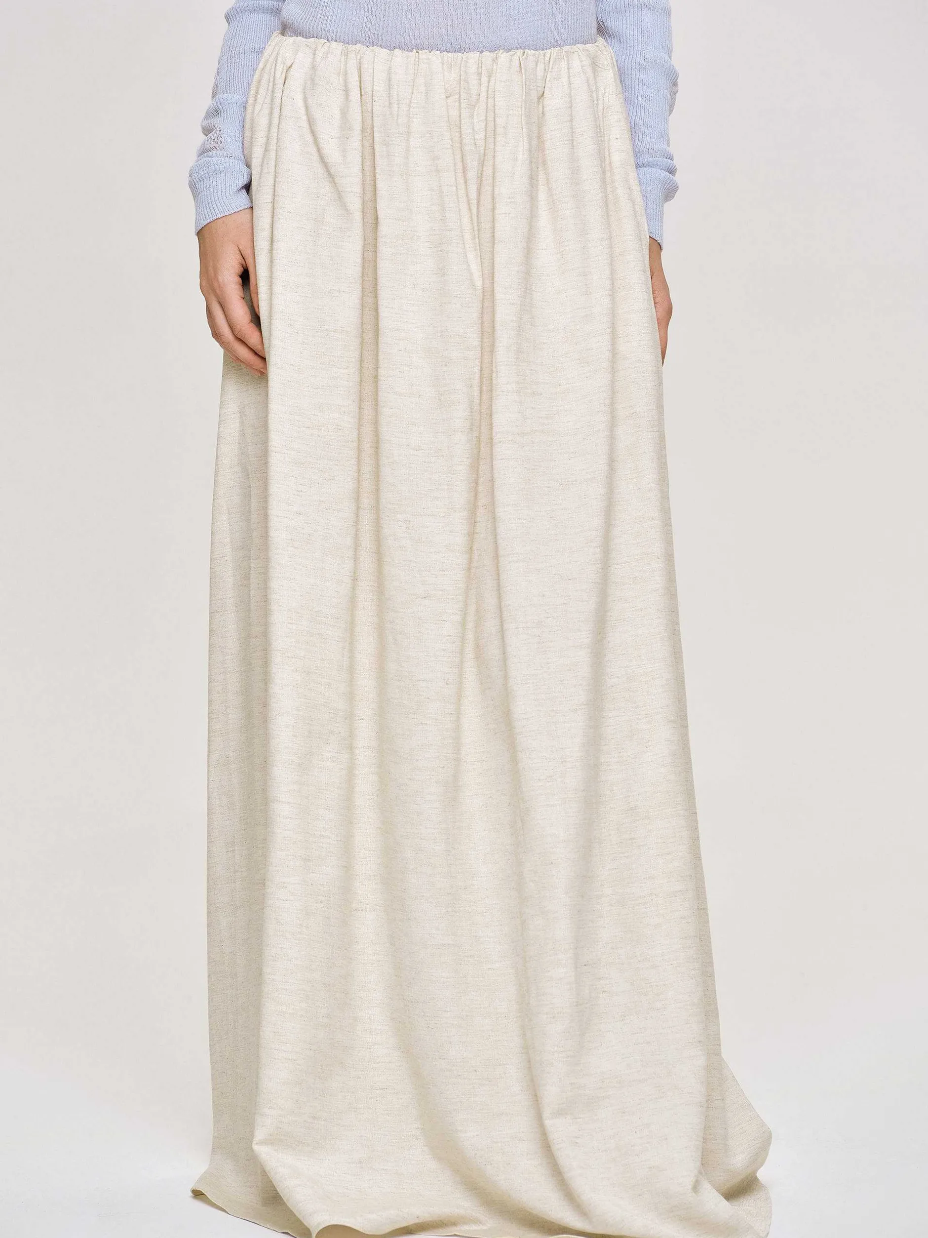 Bottoms-Source Unknown Dhanila Floor-Length Linen Skirt, Natural