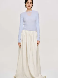 Bottoms-Source Unknown Dhanila Floor-Length Linen Skirt, Natural