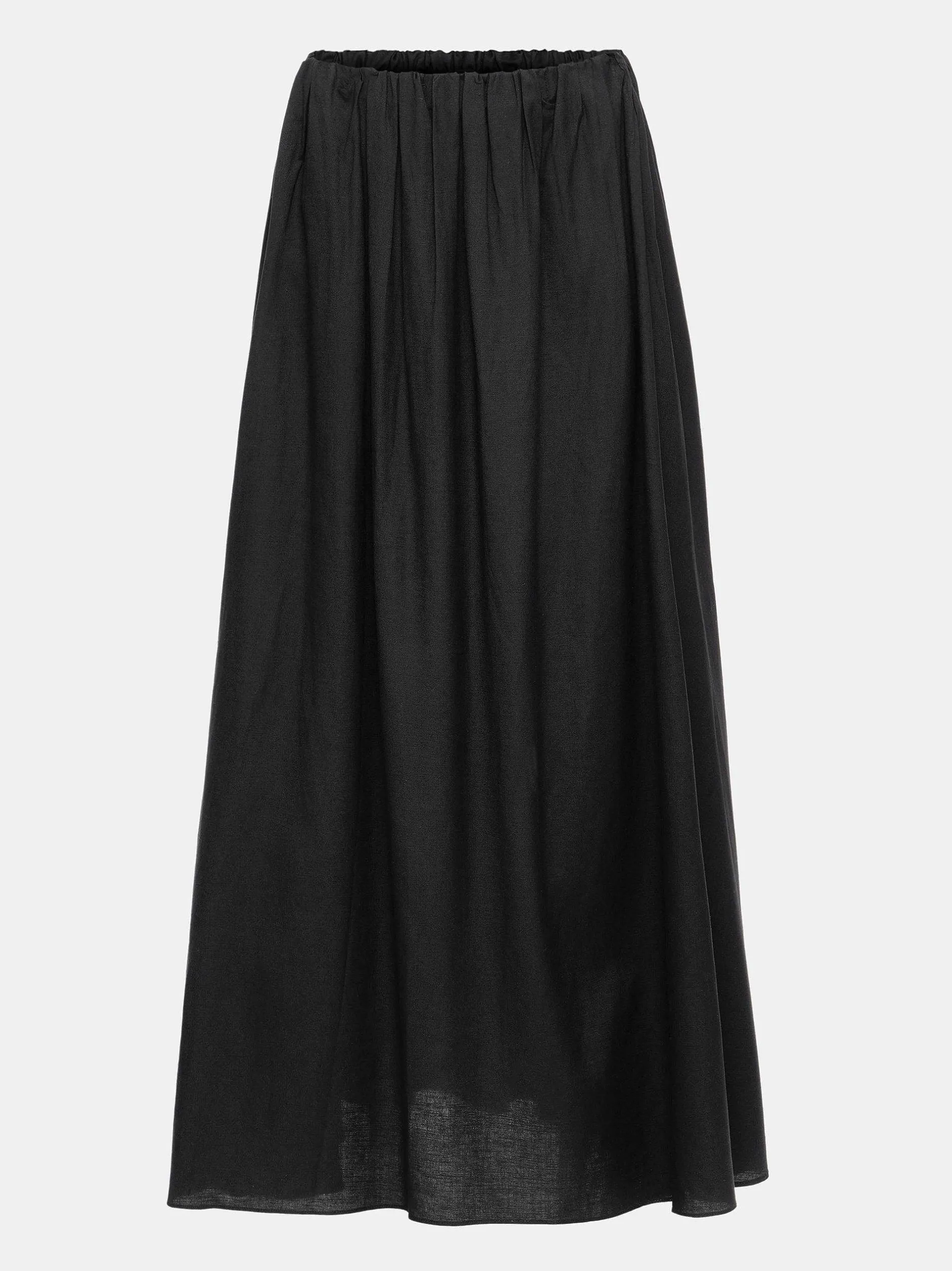 Bottoms-Source Unknown Dhanila Floor-Length Linen Skirt, Black