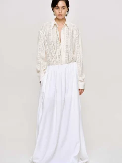 Clothing-Source Unknown Dhanila Floor-Length Linen Skirt, Optic White