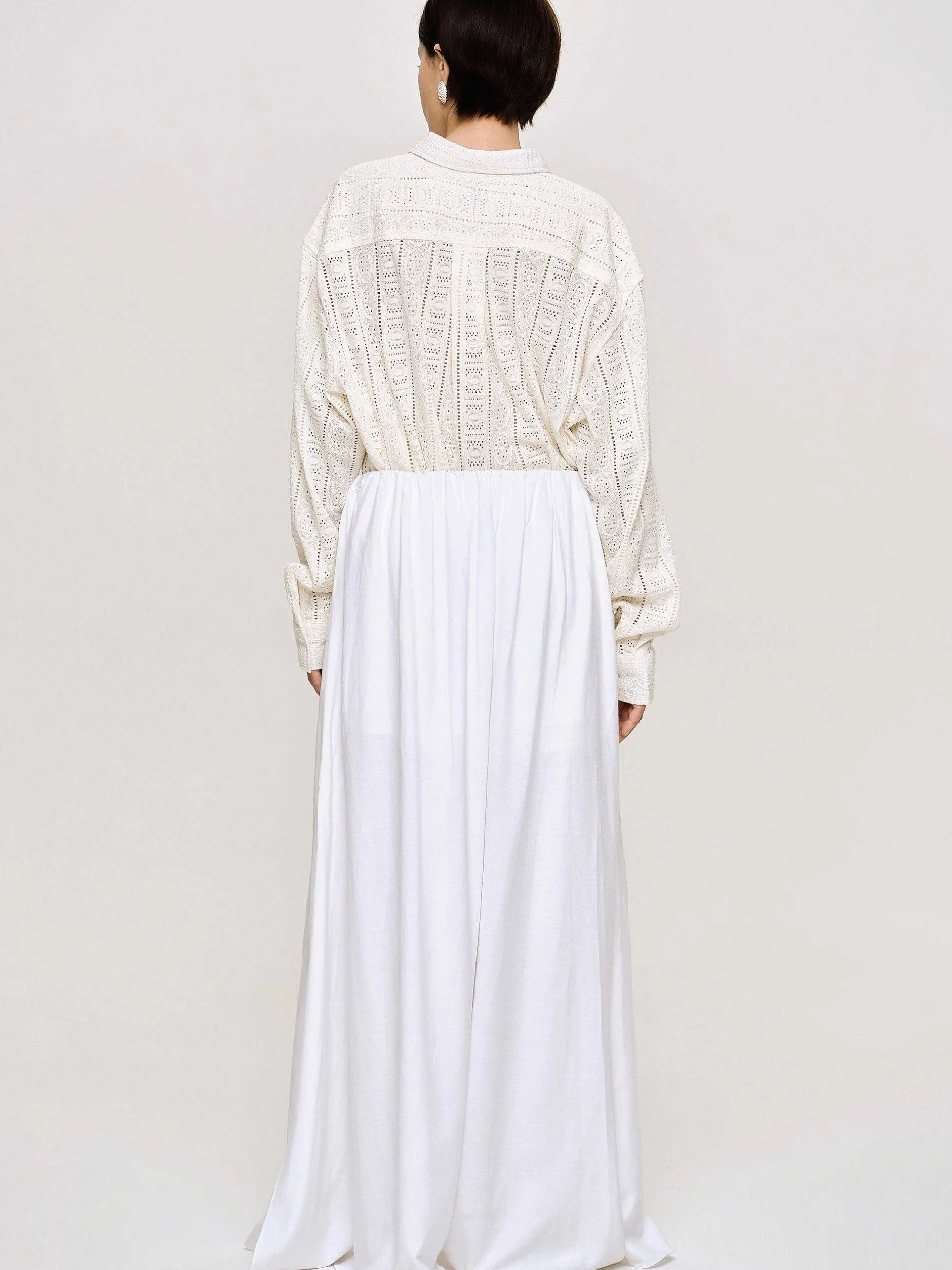 Clothing-Source Unknown Dhanila Floor-Length Linen Skirt, Optic White