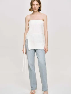 Denim-Source Unknown Distressed Straight Jeans, Light Vintage Blue
