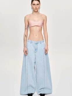 Denim-Source Unknown Double Side Oversized Jeans, Light Blue