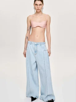 Denim-Source Unknown Double Side Oversized Jeans, Light Blue