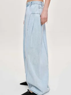 Denim-Source Unknown Double Side Oversized Jeans, Light Blue