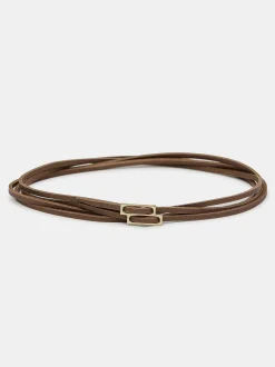 Accessories-Source Unknown Double Thin Leather Belt, Mocha