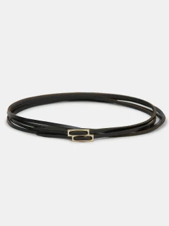 Accessories-Source Unknown Double Thin Leather Belt, Black
