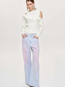 Knitwear-Source Unknown Draped Cut-Out Knit, White