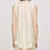 Accessories-Source Unknown Draped Ruffle Top, Champaign