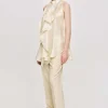 Accessories-Source Unknown Draped Ruffle Top, Champaign