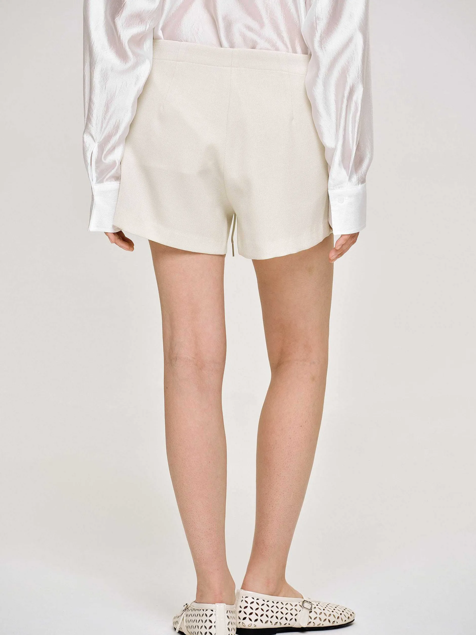 Clothing-Source Unknown Drawstring Shorts, Alabaster