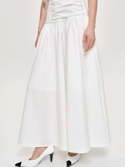 Accessories-Source Unknown Drop Waist Ruched Dress, Off White