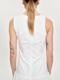 Accessories-Source Unknown Drop Waist Ruched Dress, Off White