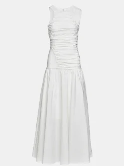 Accessories-Source Unknown Drop Waist Ruched Dress, Off White