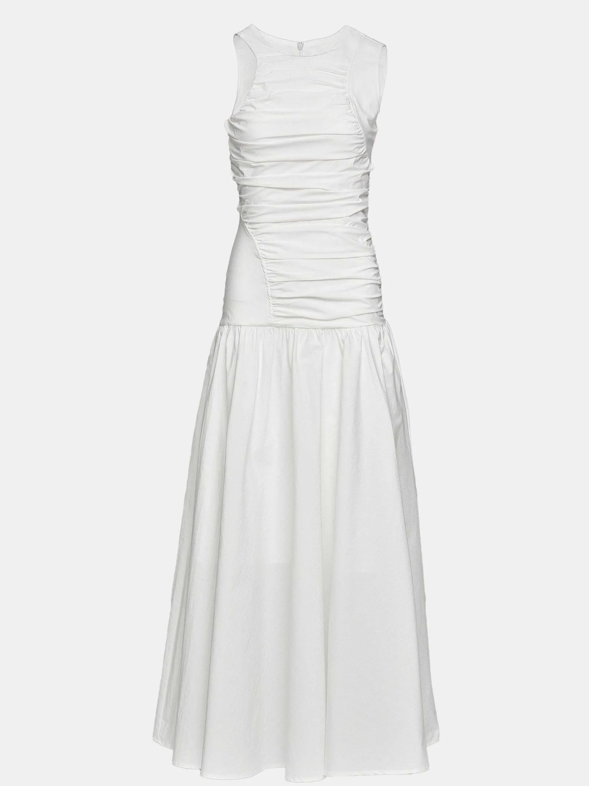 Accessories-Source Unknown Drop Waist Ruched Dress, Off White