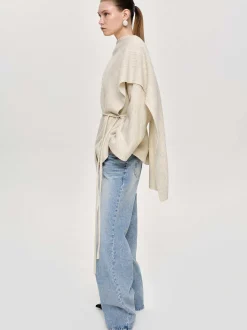 Accessories-Source Unknown Edmea Scarf-Detailed Jacket, Egret