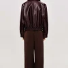 Accessories-Source Unknown Ennio Faux-Leather Bomber Jacket, Mahogany