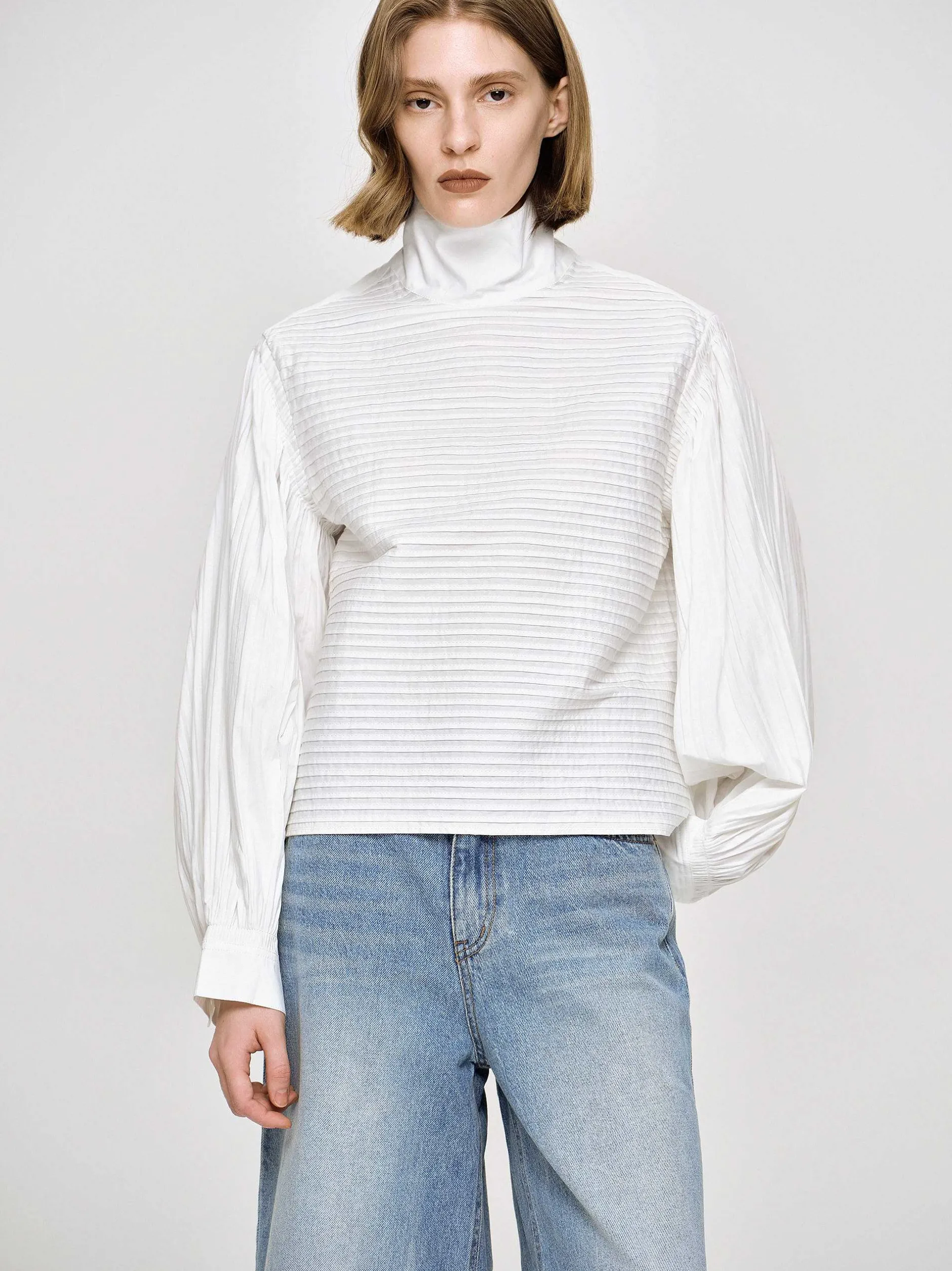 Tops-Source Unknown Erza Volume Blouse, White