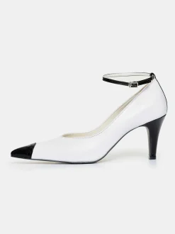 Shoes & Bags-Source Unknown Ester Bicolor Ankle-Strap Heels, White