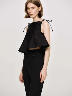 Tops-Source Unknown Extra Cropped Camisole, Black