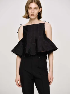 Tops-Source Unknown Extra Cropped Camisole, Black