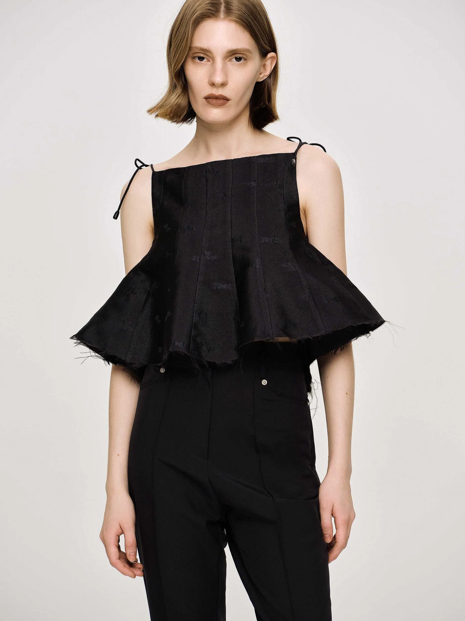 Tops-Source Unknown Extra Cropped Camisole, Black