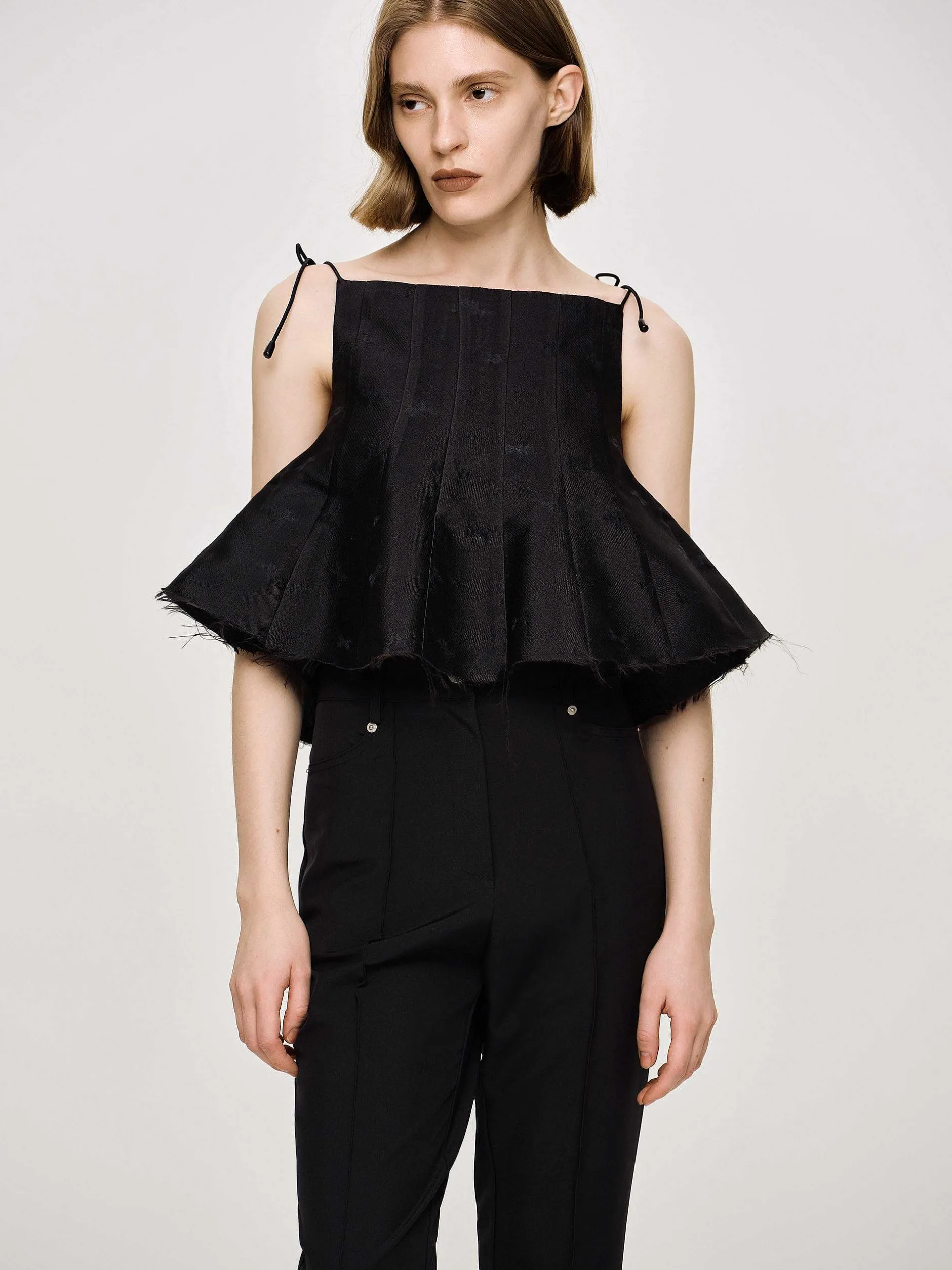 Tops-Source Unknown Extra Cropped Camisole, Black